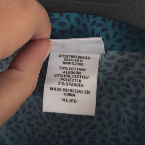 Jaclyn Smith Women's XL Teal Blue Button Down Shirt Blouse 3/4 Roll-Tab Sleeve - Picture 6 of 10